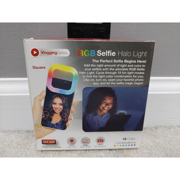 On Air RGB LED Selfie Halo Light - Square - Vlogging Series Clip On Design - Picture 2 of 2